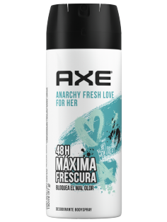 Desodorante Axe en aerosol Anarchy Fresh de 150 ml con tecnología doble acción para mujer