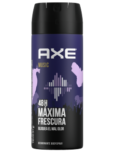 Desodorante Axe en aerosol Music de 150 ml con tecnología doble acción para caballero