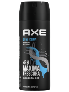 Desodorante Axe en aerosol Conviction de 150 ml con tecnología doble acción para caballero