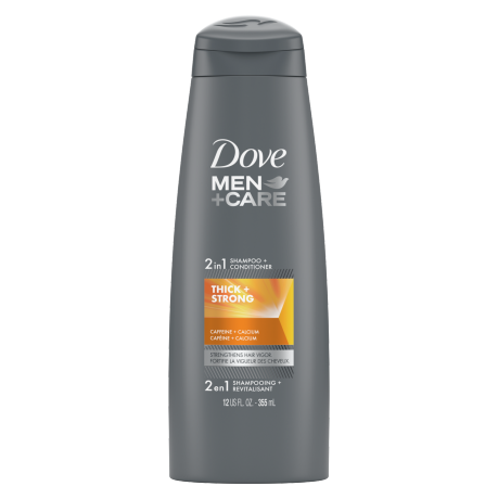 Dove Men+Care Thick and Strong Fortifying 2in1 Shampoo + Conditioner 355mL Front of Pack