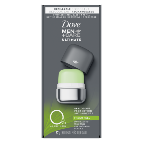 Dove Men+Care Refillable Deodorant 0% Aluminum Feel Fresh Starter Kit 32g