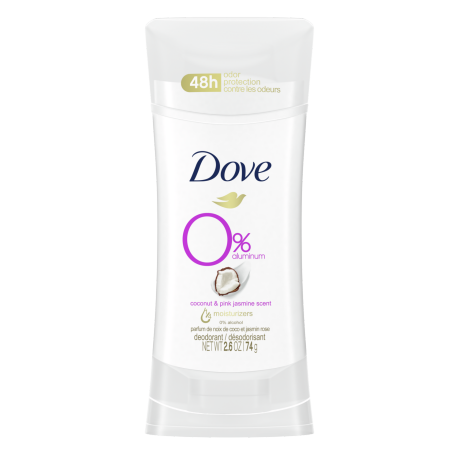Désodorisant Dove 0 % aluminium Parfum de noix de coco et jasmin 74g