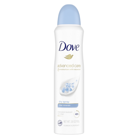 Dove Dry Spray Antiperspirant Deodorant Clear Minerals 3.8oz