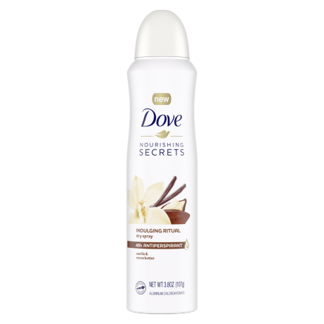 Dove Nourishing Secrets Dry Spray Antiperspirant Indulging Ritual Vanilla and Cocoa Butter