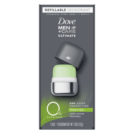 Dove Men+Care Ultimate Fresh Feel 0% Aluminum Refillable Deodorant Kit