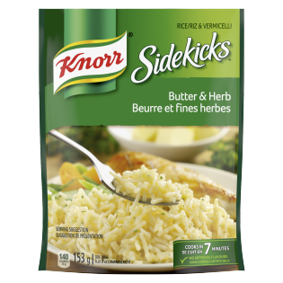 Plat d'accompagnement Riz et vermicelli Beurre et fines herbes Knorr® Sidekicks - étiquette de devant