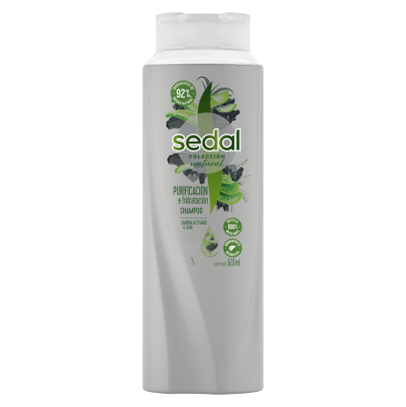 Imagen al frente del paquete Shampoo Sedal Purificación e Hidratación Carbón Activado y Aloe 620 ml