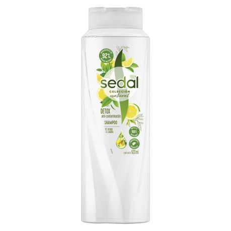 Imagen al frente del paquete Shampoo Sedal Detox Anti-Contaminación Té verde y Limón 620 ml